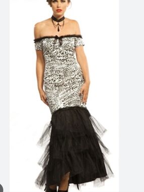 Lip Service Blacklist Leopard Liaisons  Mermaid Dress L Cruella Halloween Vamp